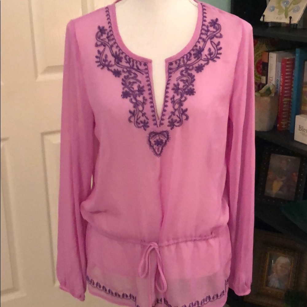 Wear It NWOT semi sheer embroidered blouse